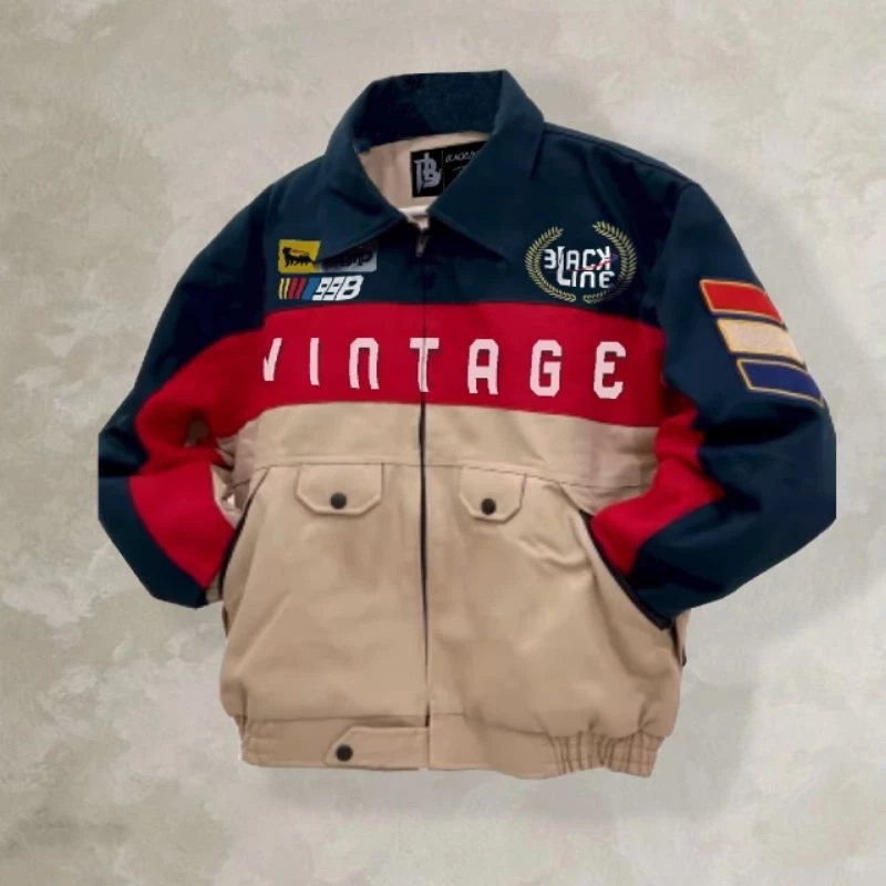 Jaket Nascar Vintage Racing Sunmori Pria Full Bordir
