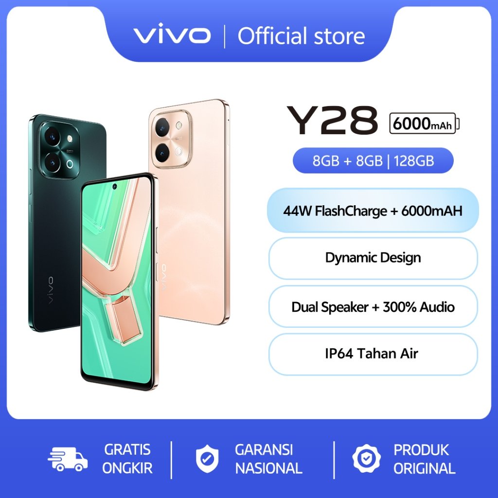 vivo Y28 (8/128) - 44W FlashCharge+6000mAH, Dynamic Design, Dual Speaker + 300% Audio
