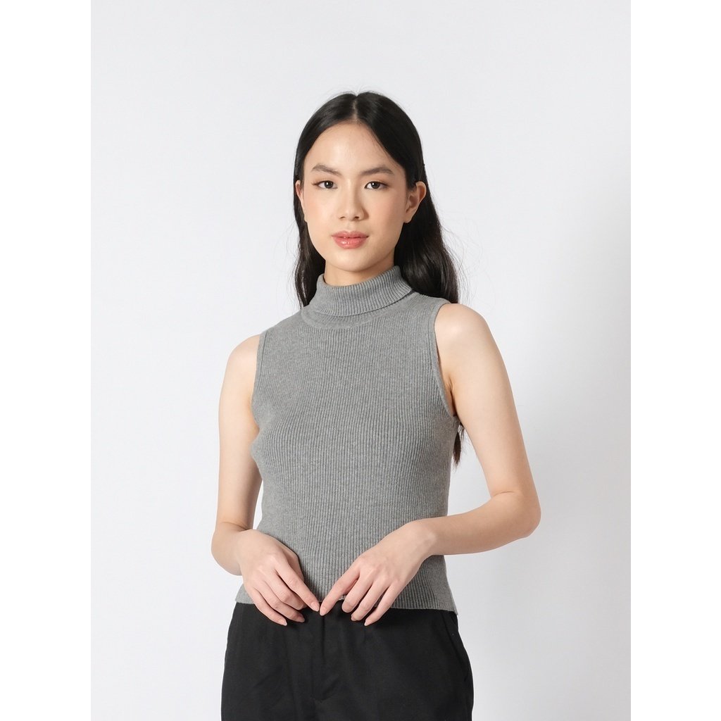 THENBLANK | Turtle Sleeveless Knit | Misty Grey